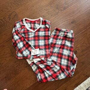 Cuddl Duds Red and White Plaid Pajamas Cozy Sleepwear